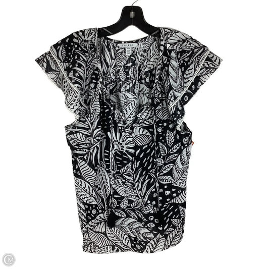 Top Short Sleeve By Tribal In Black & White, Size: M