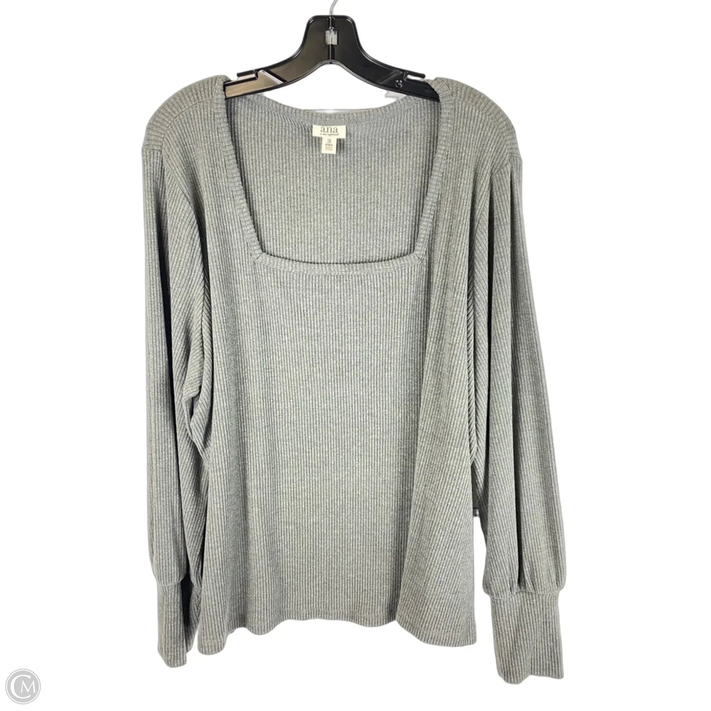 Top Long Sleeve By Ana In Grey, Size: 3x