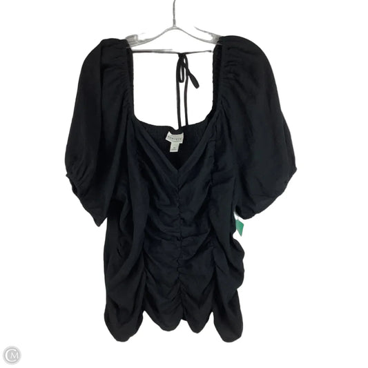 Top Short Sleeve By Ava & Viv In Black, Size: 3x
