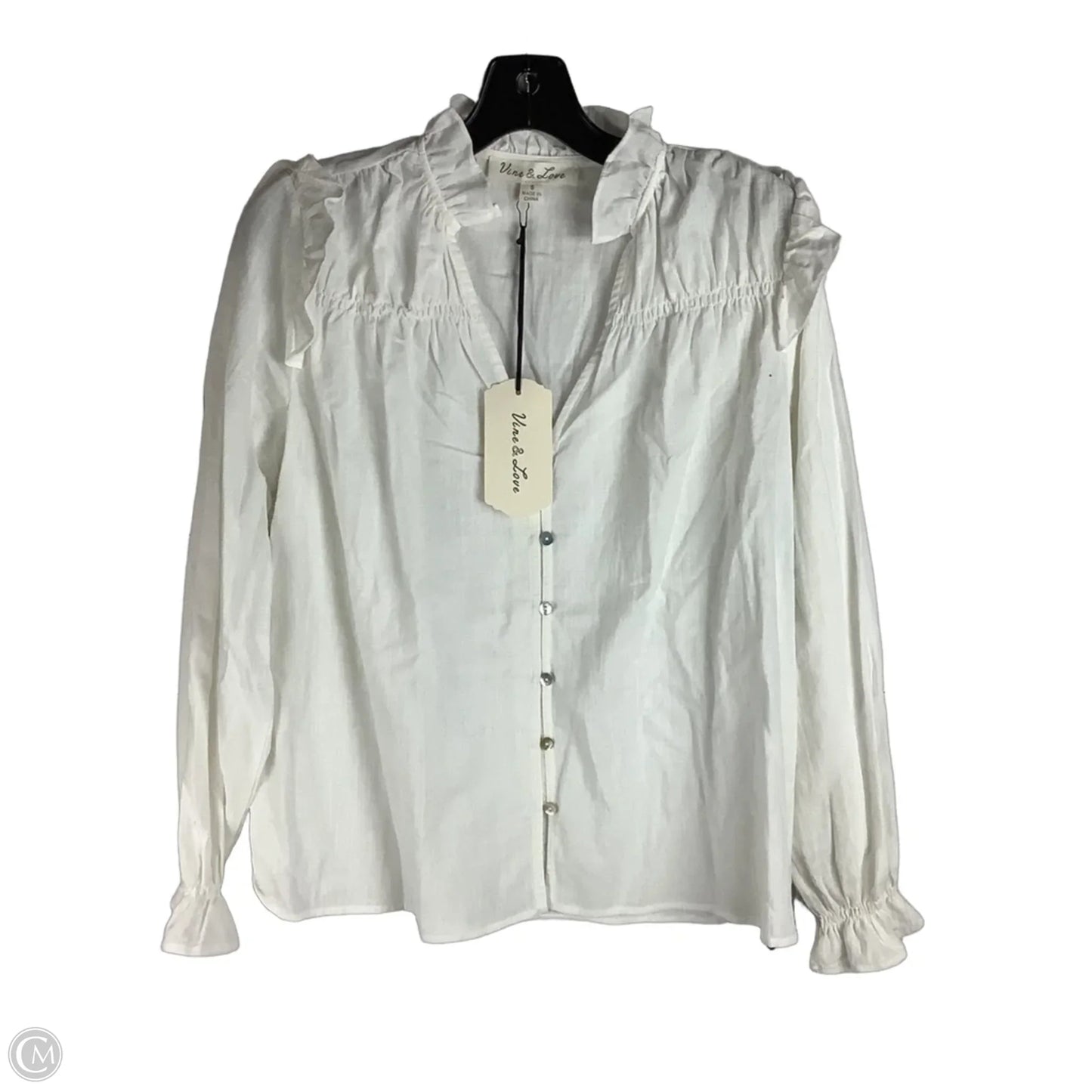 Top Long Sleeve By Vine & Love In White, Size: S