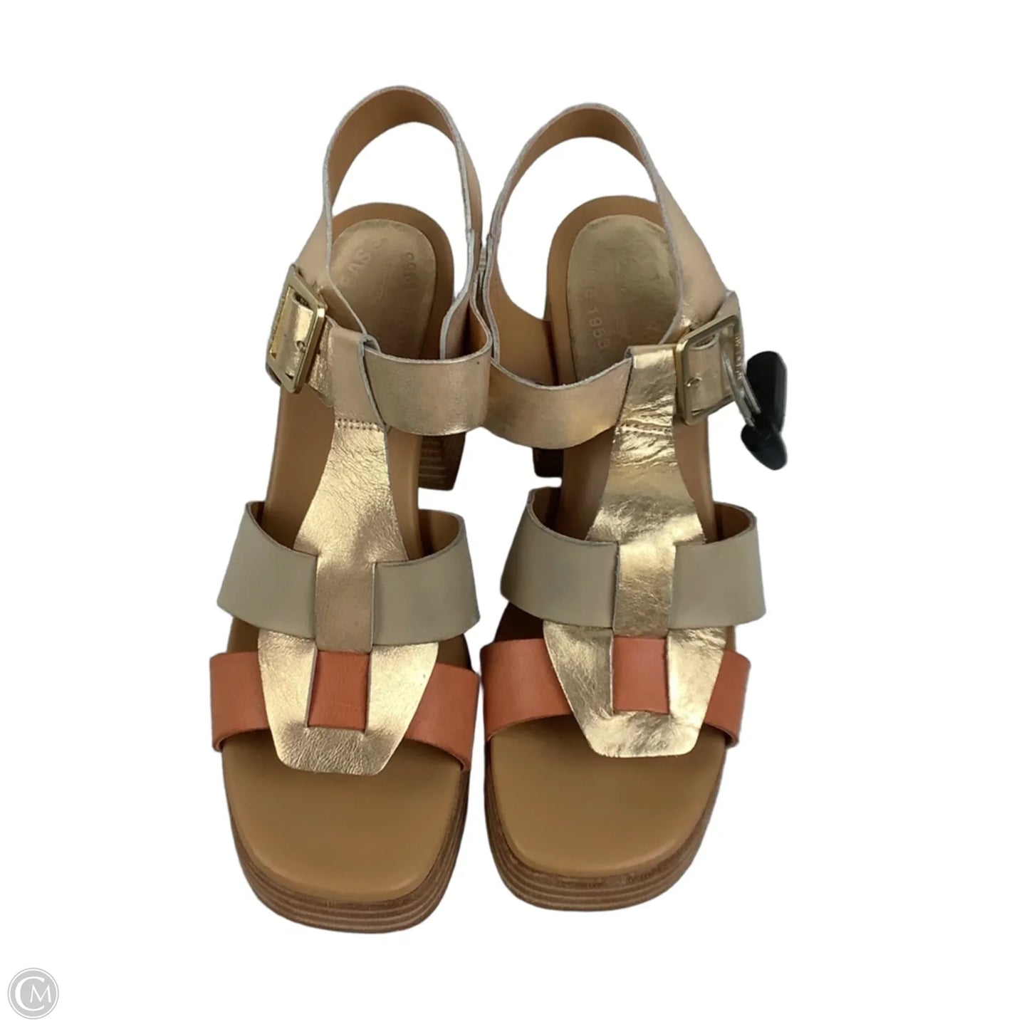 Sandals Heels Block By Kork Ease In Gold, Size: 11
