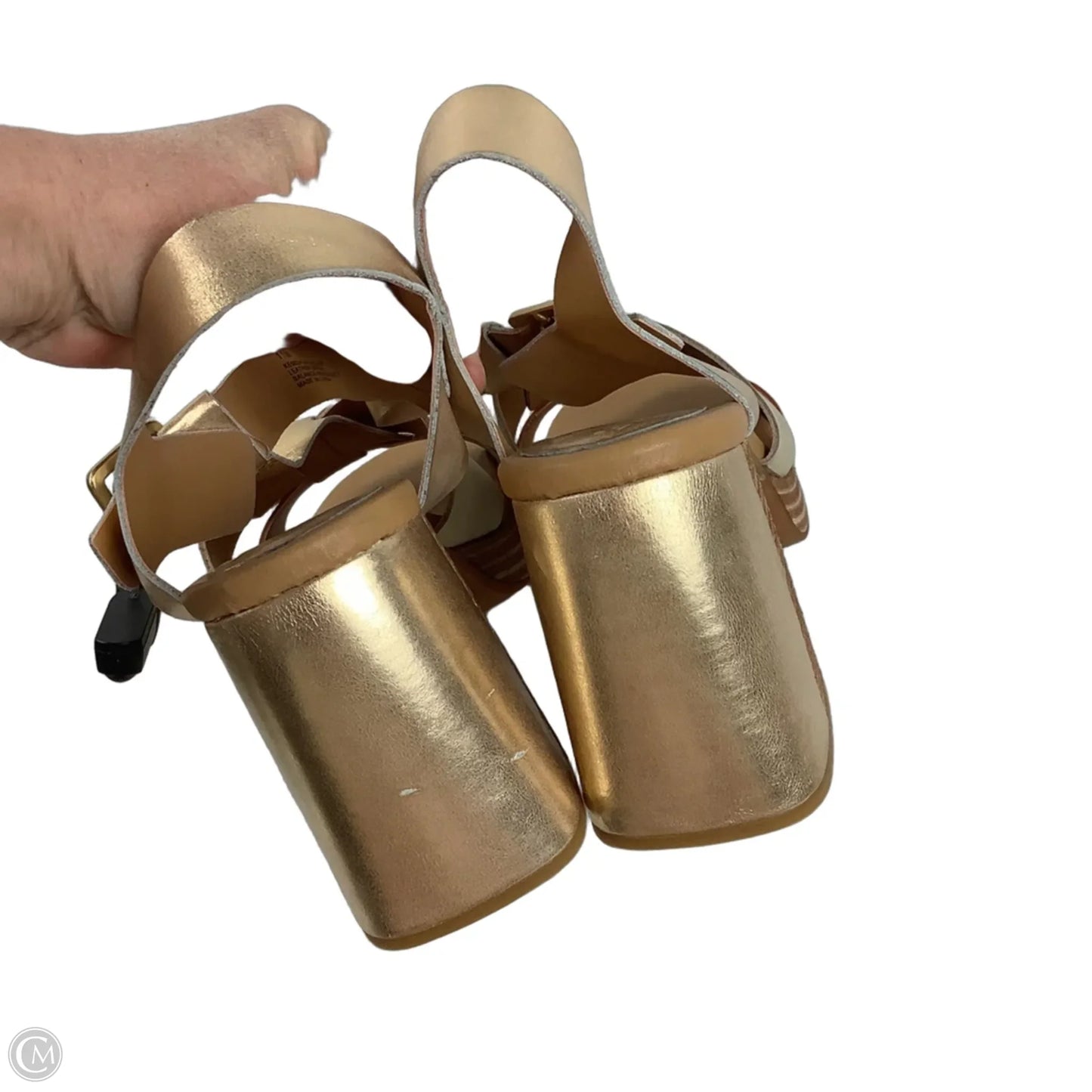 Sandals Heels Block By Kork Ease In Gold, Size: 11