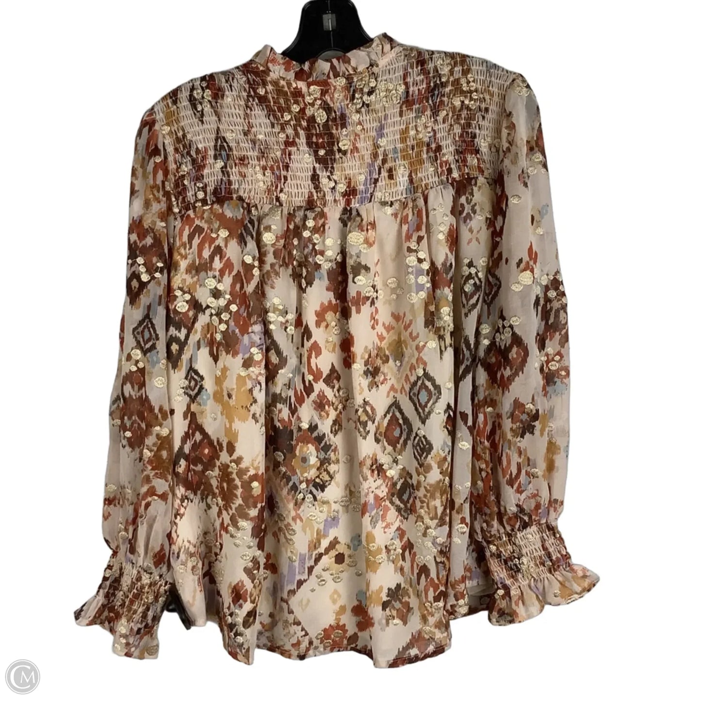 Top Long Sleeve By Cmc In Brown, Size: M
