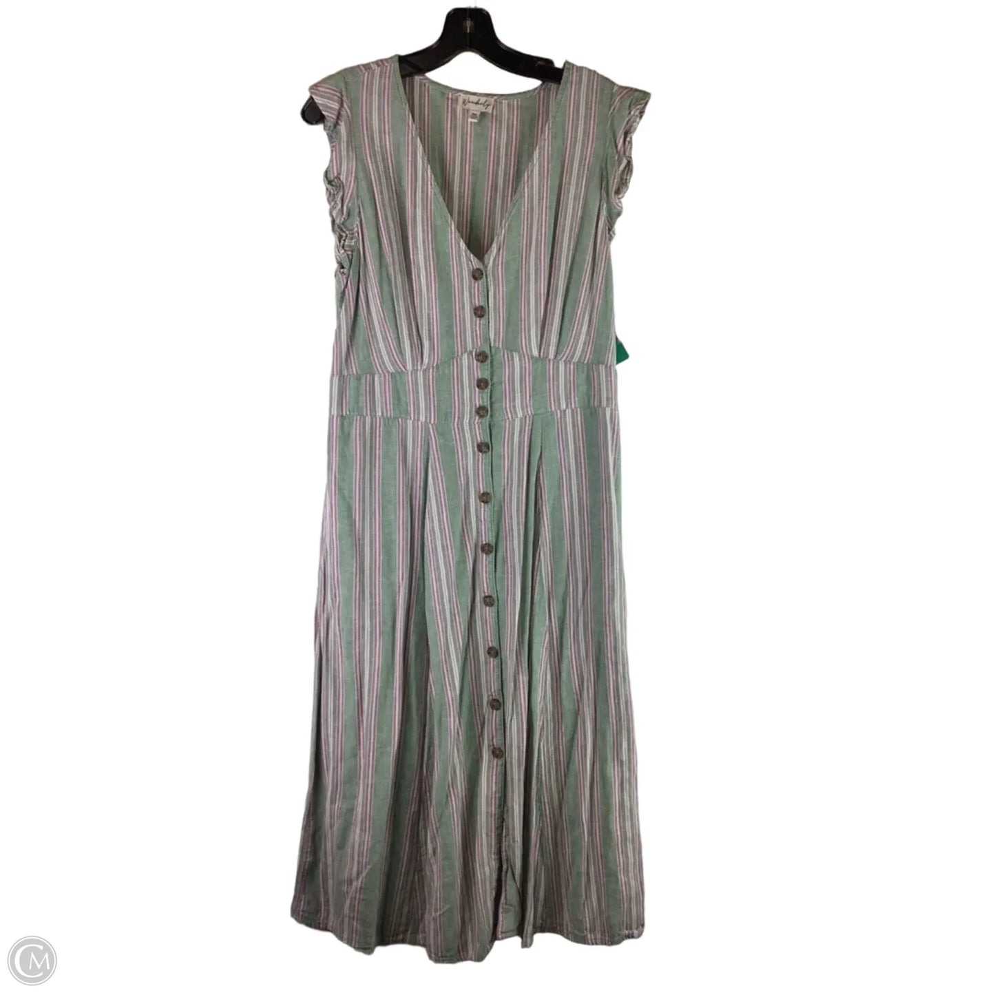 Dress Casual Maxi By Wonderly In Green & Pink, Size: Mp
