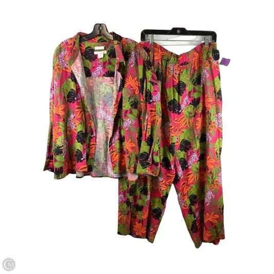 Pants Set 2pc By C And C In Tropical Print, Size: 2x