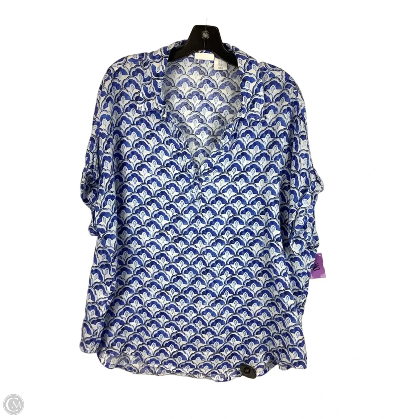 Top Short Sleeve By Sigrid Olsen In Blue, Size: 1x