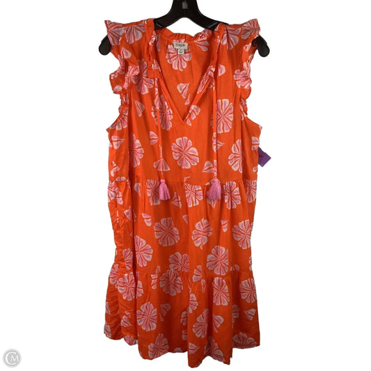 Dress Casual Midi By J. Crew In Orange & Pink, Size: L