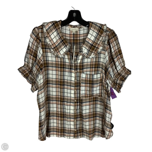 Top Short Sleeve By Pilcro In Plaid Pattern, Size: M