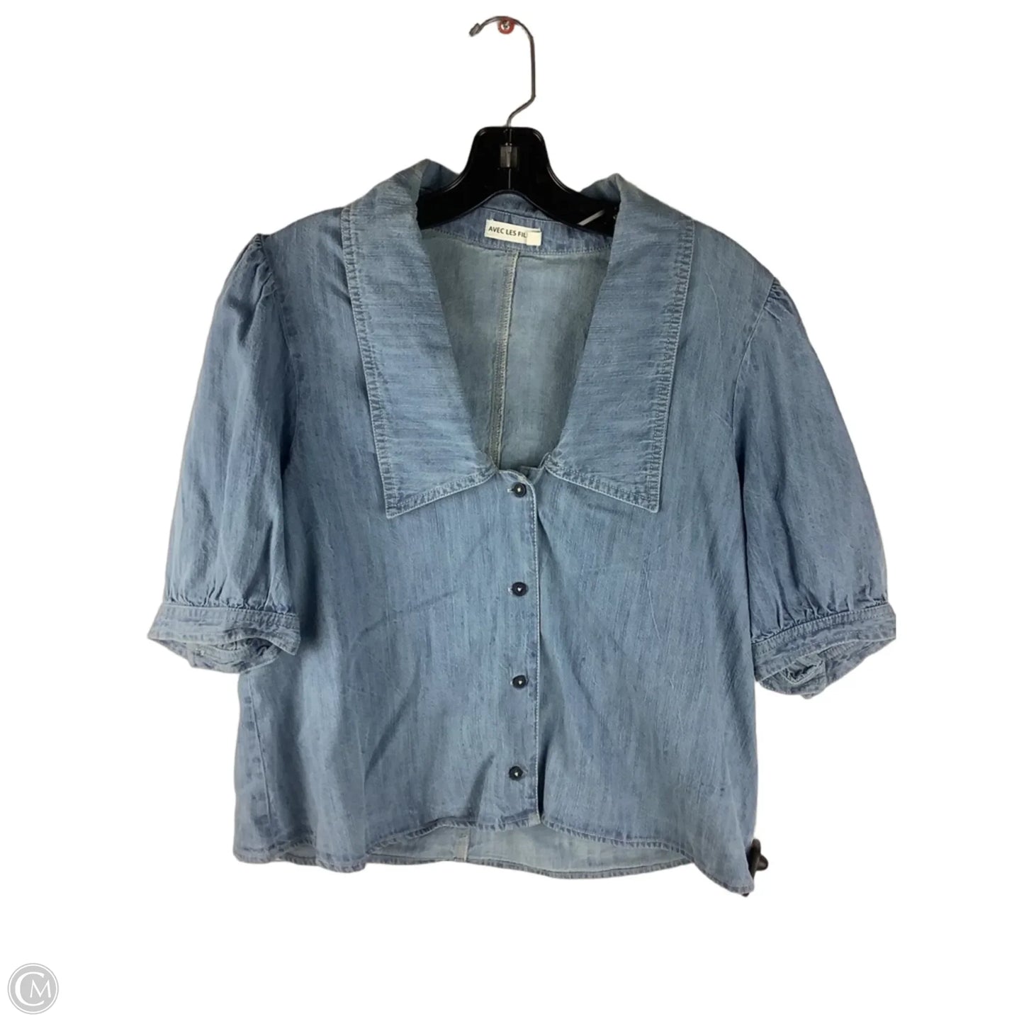 Top Short Sleeve By Avec Les Filles In Blue Denim, Size: M