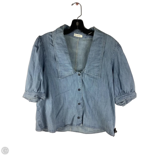 Top Short Sleeve By Avec Les Filles In Blue Denim, Size: M