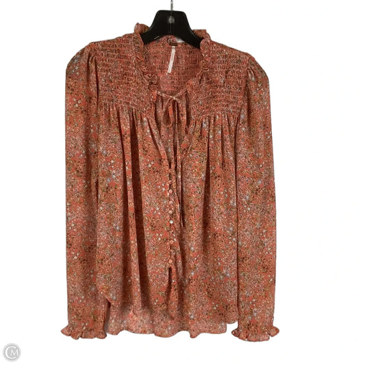 Top Long Sleeve By Free People In Orange, Size: S
