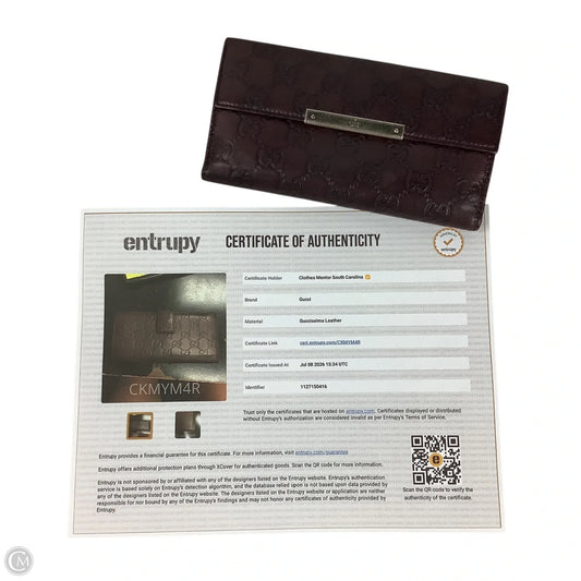 Wallet Luxury Designer By Gucci, Size: Medium
