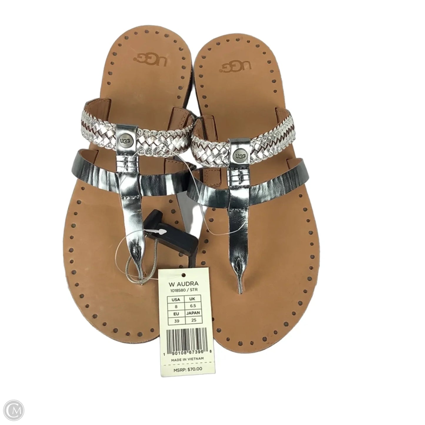Sandals Designer By Ugg In Grey & Tan, Size: 8