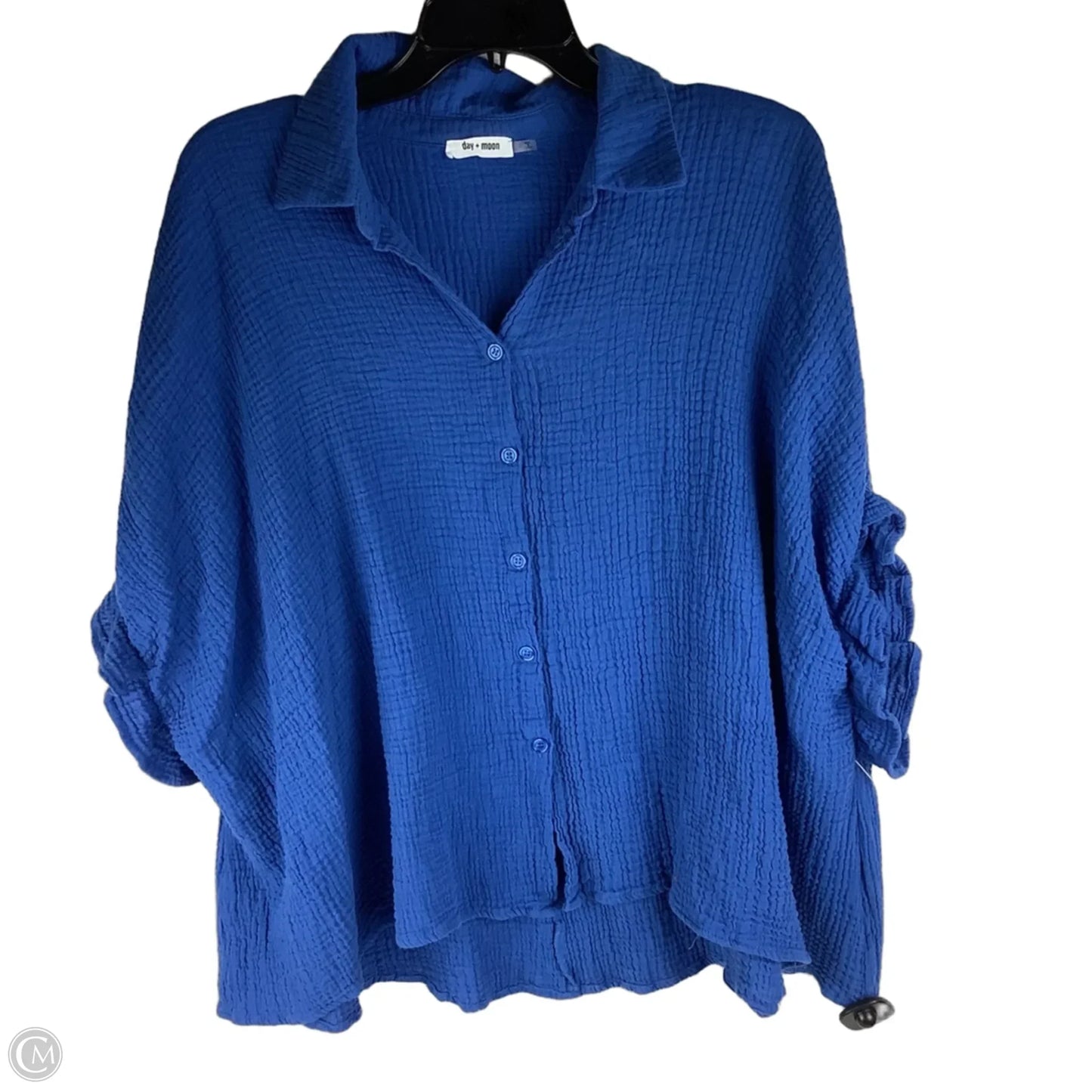 Top Short Sleeve By Day + Moon In Blue, Size: Small
