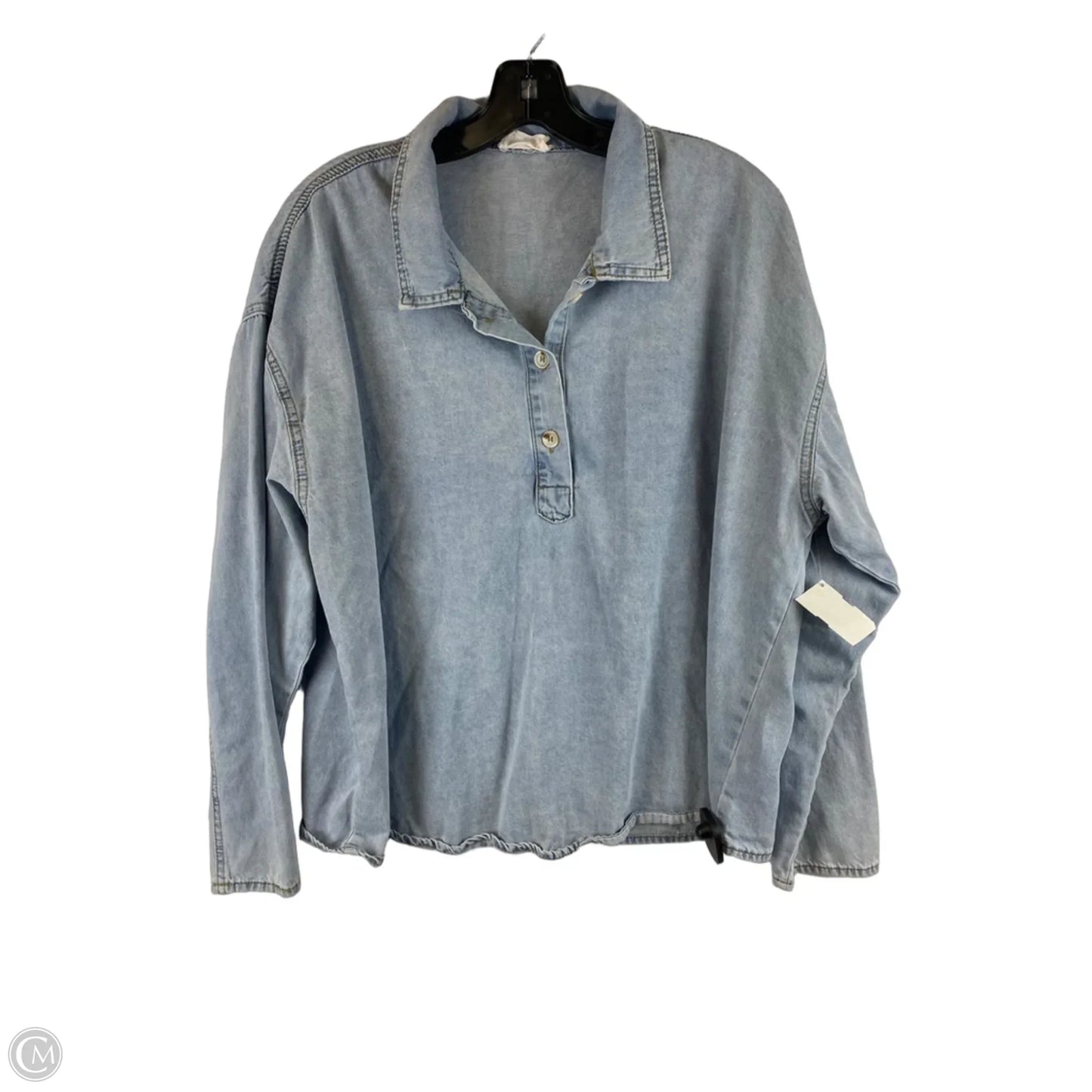 Top Long Sleeve By Andree By Unit In Blue Denim, Size: M