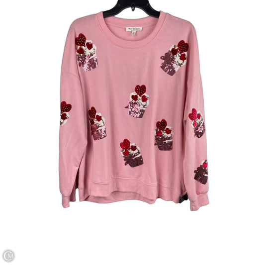Sweatshirt Crewneck By Workshop In Pink, Size: Xl