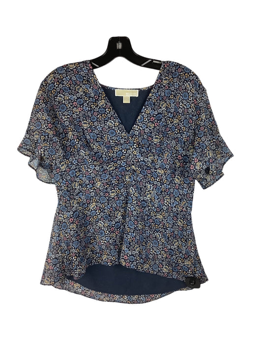 Floral Print Top Short Sleeve Michael Kors, Size M