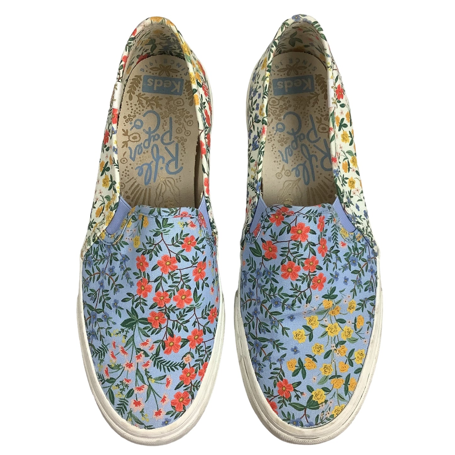 Floral Print Shoes Flats Keds, Size 8.5