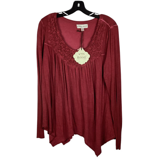 Top Long Sleeve By Knox Rose In Red, Size: M