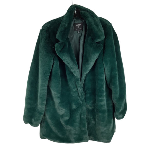 Coat Faux Fur & Sherpa By Ashley In Green, Size: M