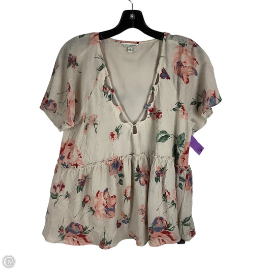 Top Short Sleeve By Lucky Brand In Floral Print, Size: M