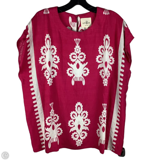 Top Short Sleeve By Umgee In Pink & White, Size: S