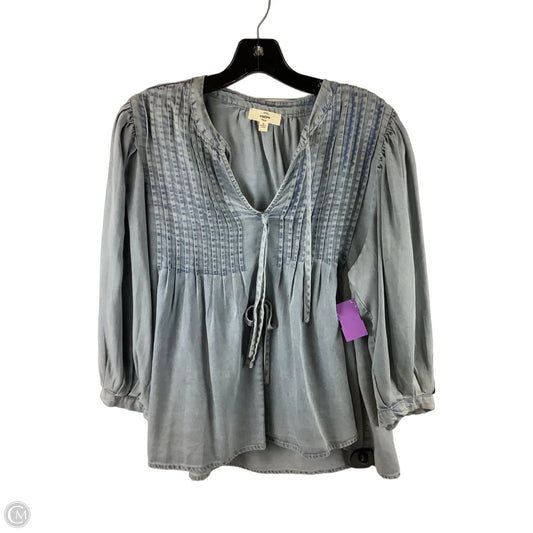 Top Long Sleeve By Entro In Blue Denim, Size: S