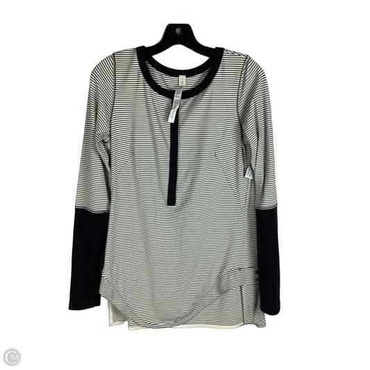 Athletic Top Long Sleeve Collar By Lululemon In Striped Pattern, Size: 8