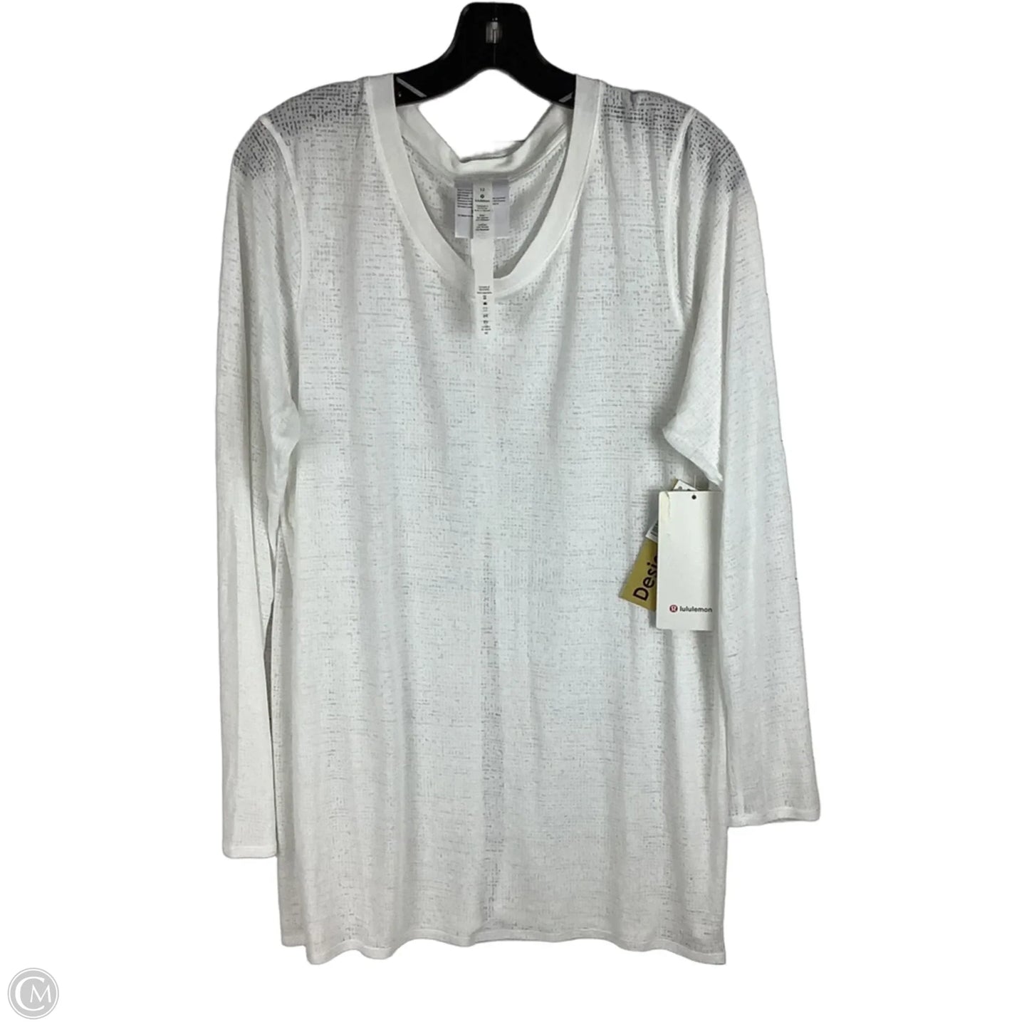 Athletic Top Long Sleeve Collar By Lululemon In White, Size: 12