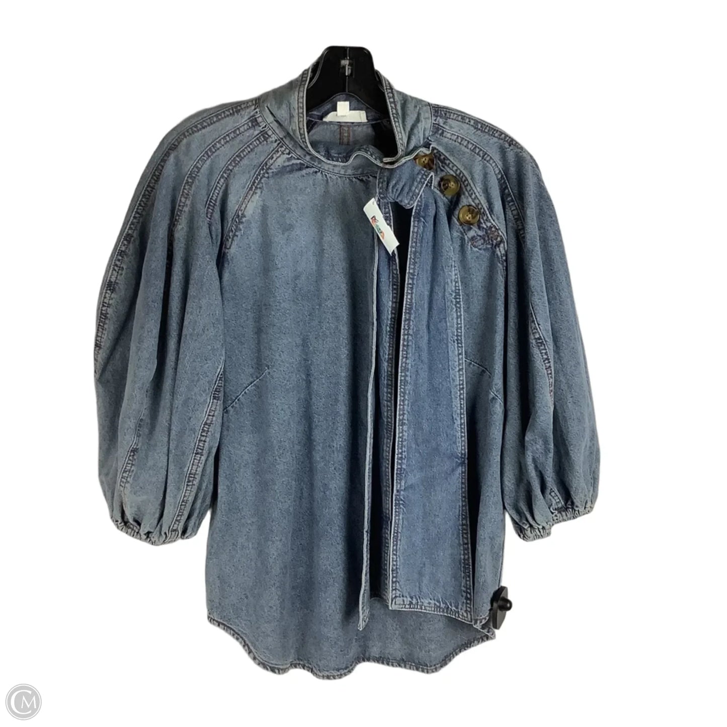 Top 3/4 Sleeve By A Loves A In Blue Denim, Size: L