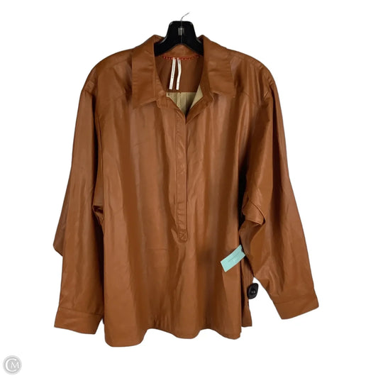 Top Long Sleeve By Anthropologie In Brown, Size: 1x