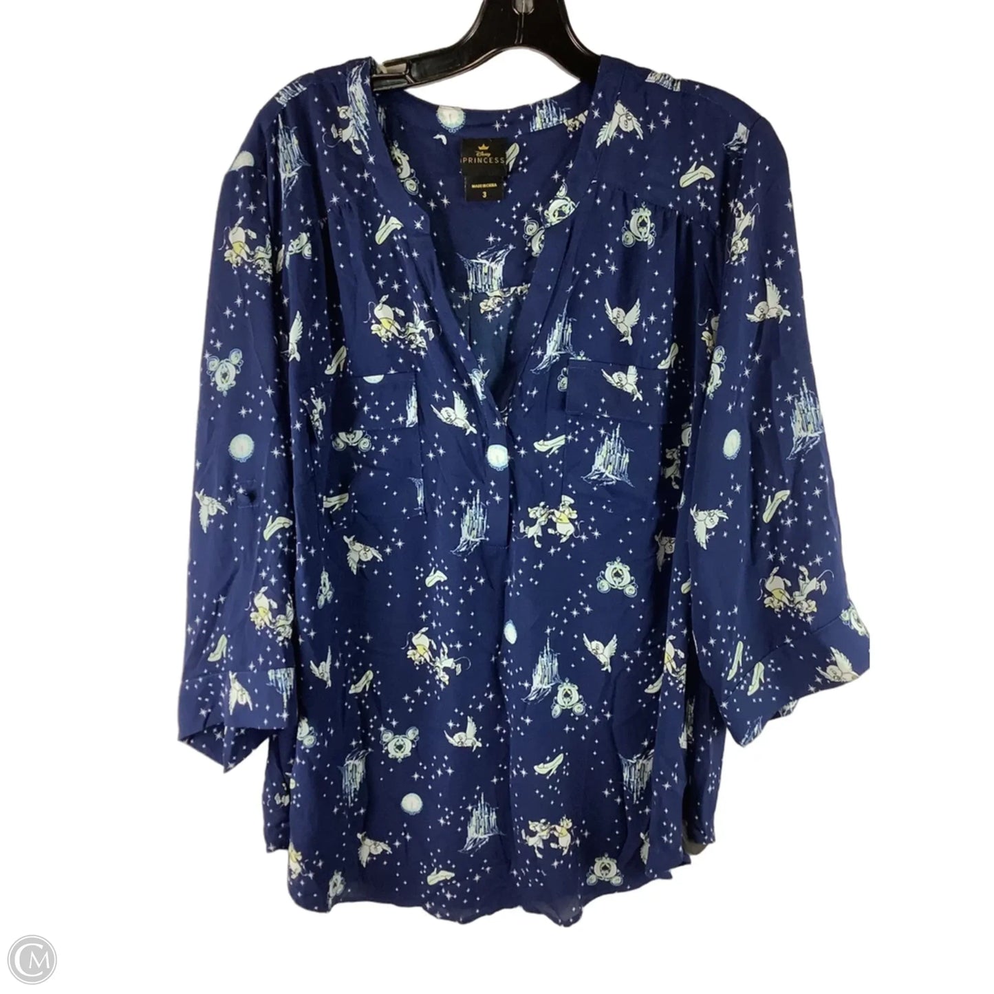 Top 3/4 Sleeve By Disney In Blue, Size: 3x