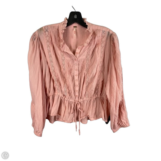 Top Long Sleeve By Free People In Pink, Size: Xs