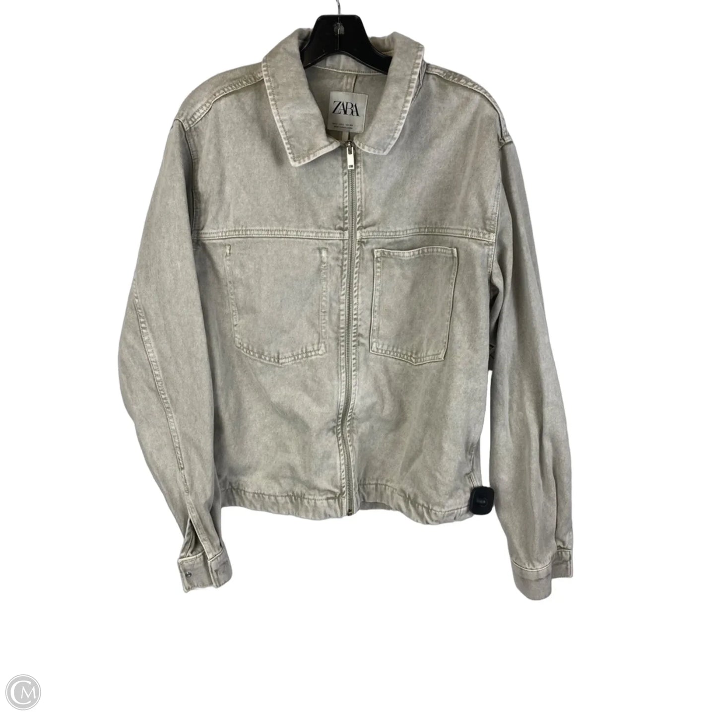 Jacket Denim By Zara In Green, Size: L
