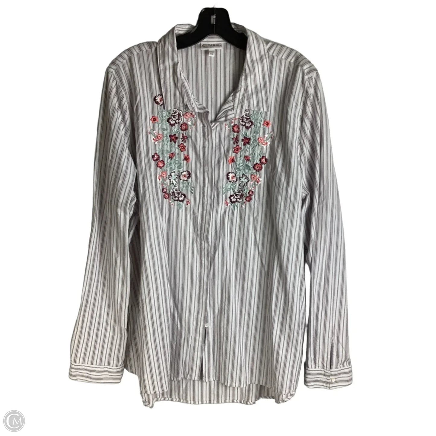 Top Long Sleeve By Shyanne In Striped Pattern, Size: Xxl