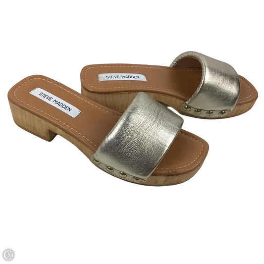 Sandals Heels Block By Steve Madden In Gold, Size: 7.5