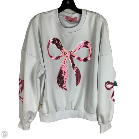 Sweatshirt Collar By Simply Southern In Pink & White, Size: L