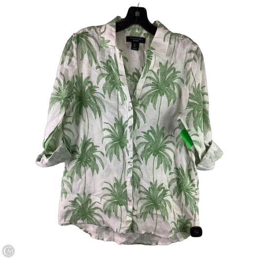 Top Long Sleeve By Tahari In Green & Tan, Size: S