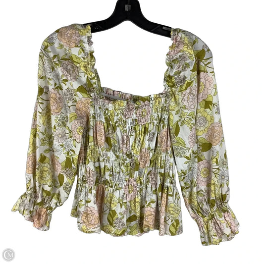 Top Long Sleeve By Who What Wear In Floral Print, Size: S