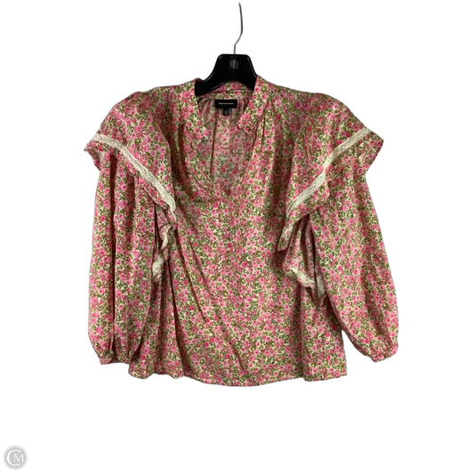 Top Short Sleeve By Who What Wear In Floral Print, Size: Xs