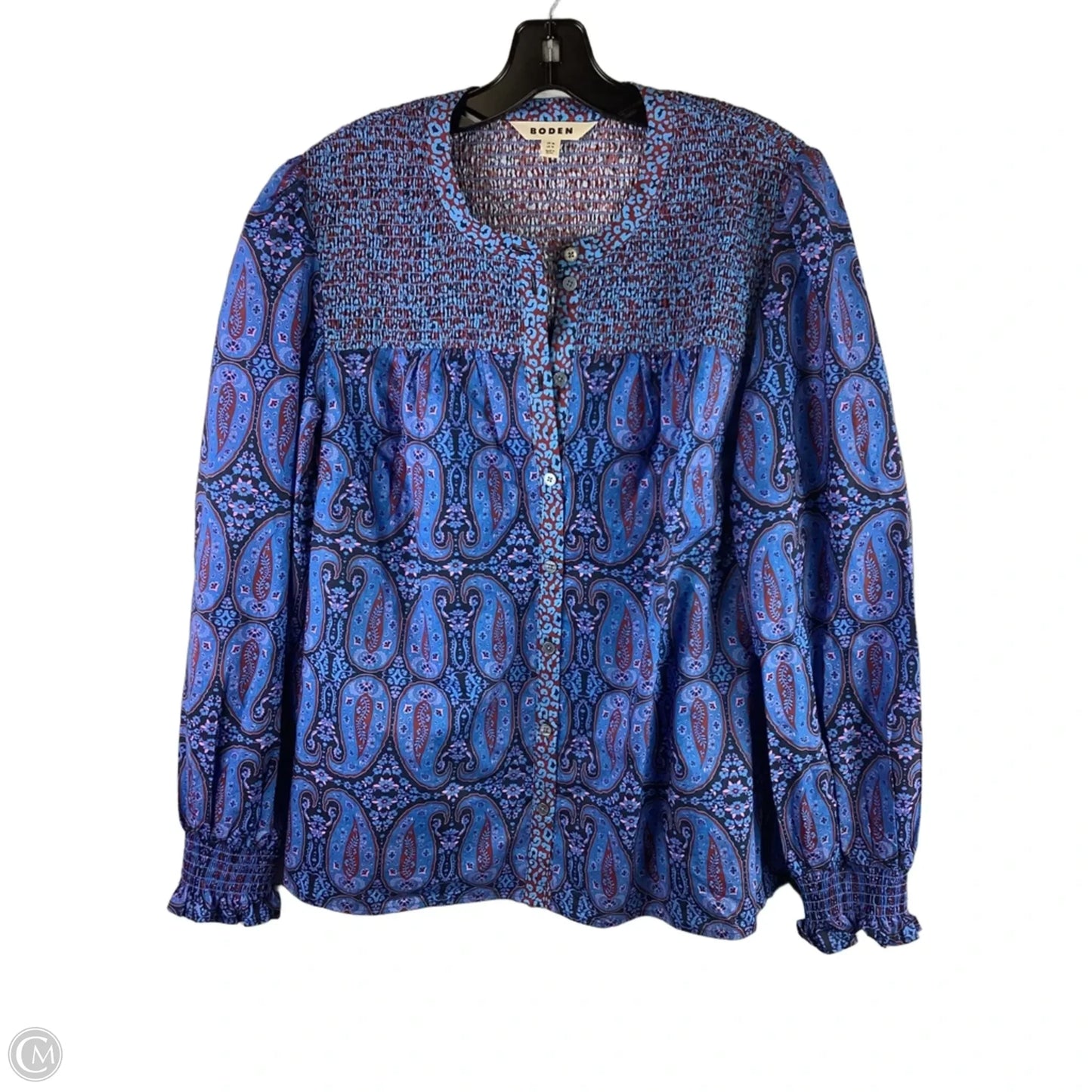 Top Long Sleeve By Boden In Blue, Size: 14