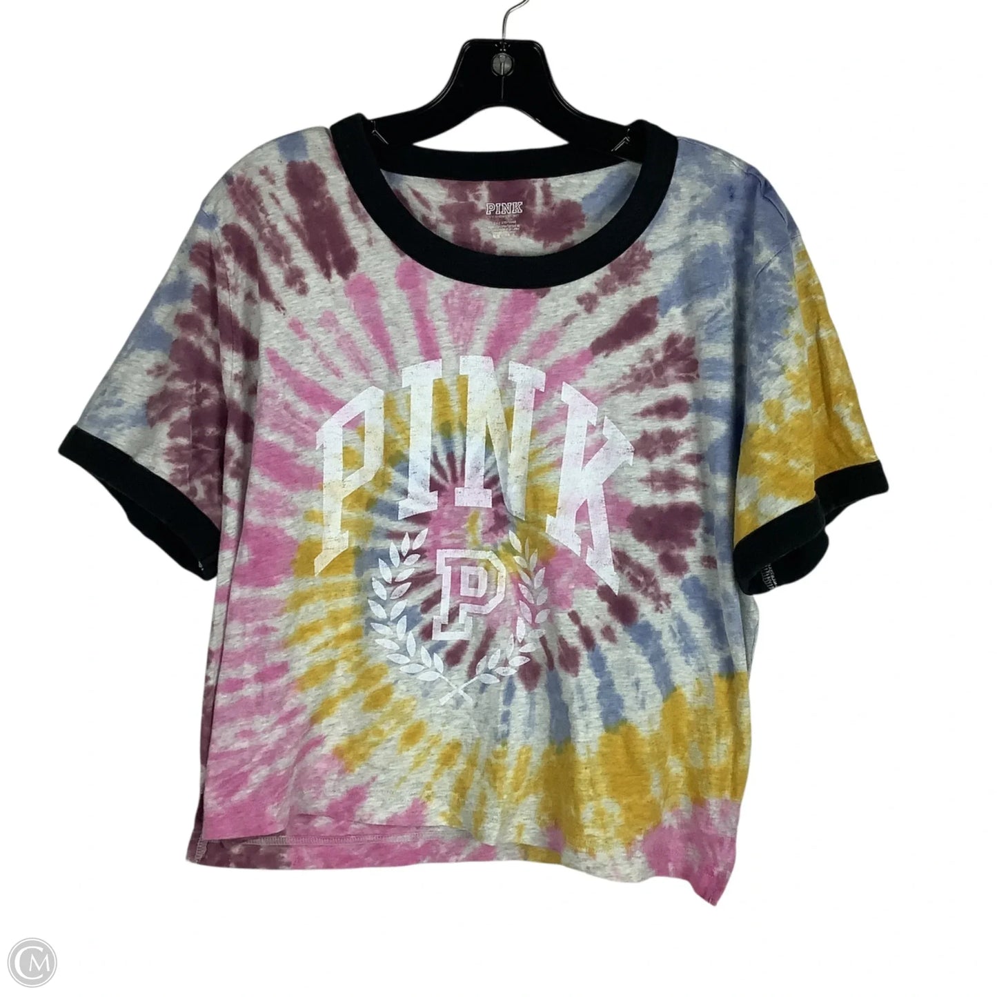 Top Short Sleeve By Pink In Tie Dye Print, Size: L