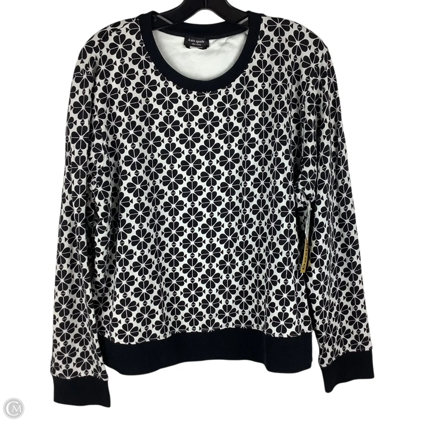 Sweatshirt Designer By Kate Spade In Black & White, Size: Xl