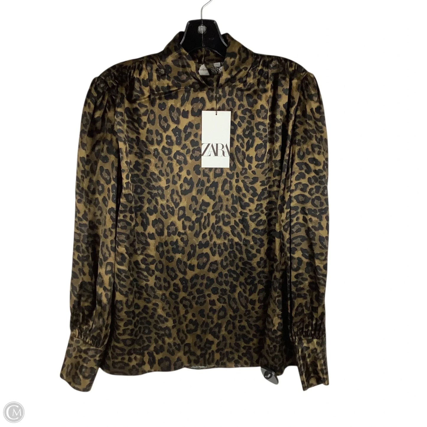Top Long Sleeve By Zara In Animal Print, Size: M