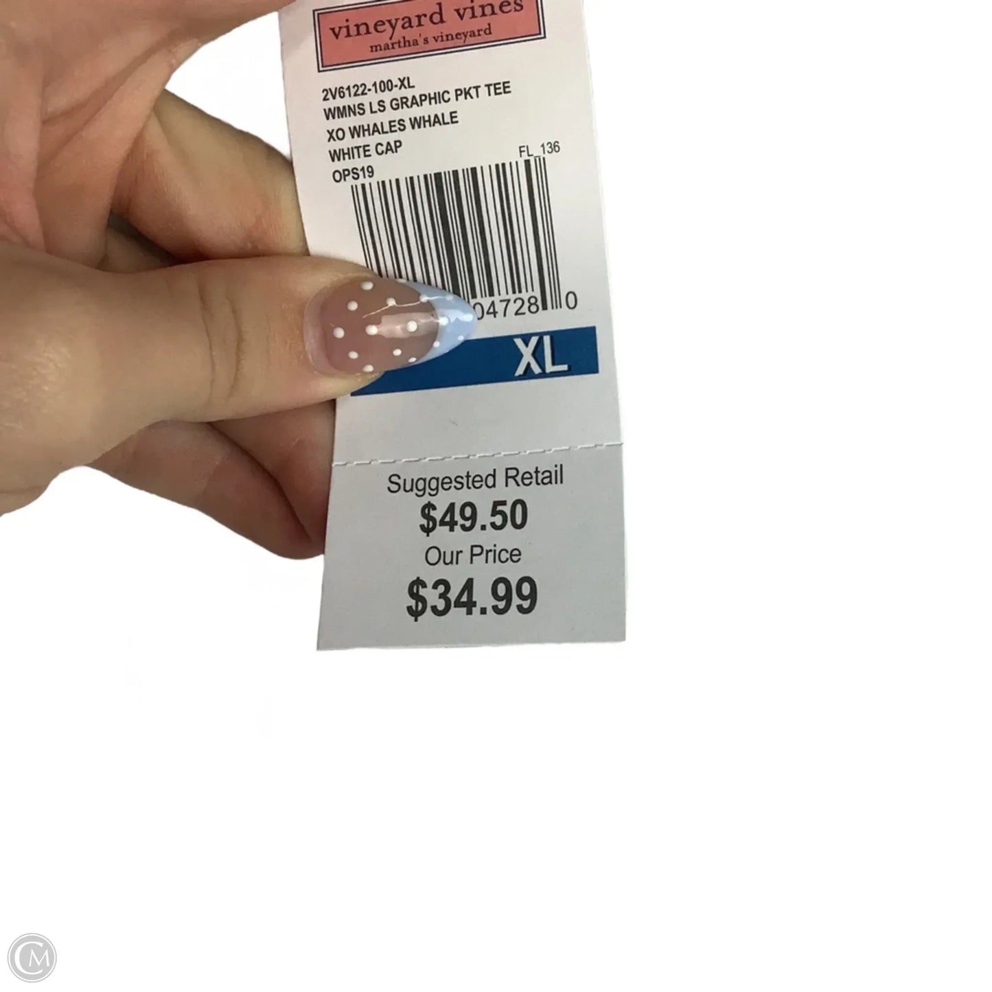 Top Long Sleeve By Vineyard Vines In White, Size: Xl