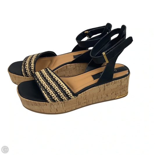 Sandals Heels Block By Franco Sarto In Black & Tan, Size: 7.5