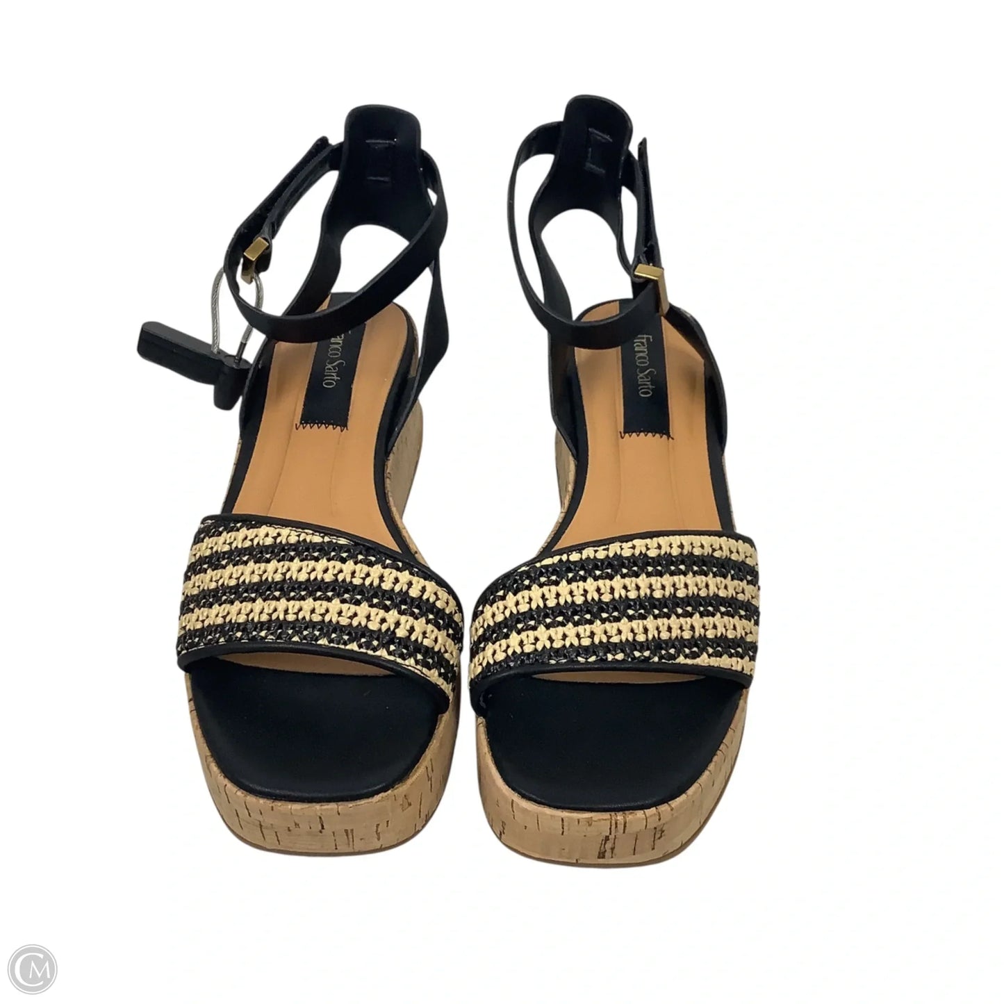 Sandals Heels Block By Franco Sarto In Black & Tan, Size: 7.5