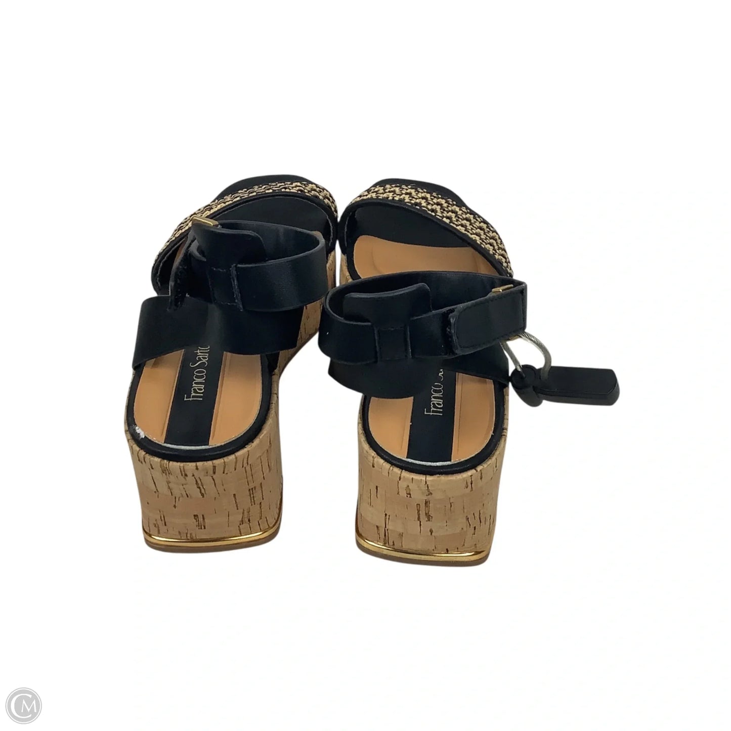 Sandals Heels Block By Franco Sarto In Black & Tan, Size: 7.5