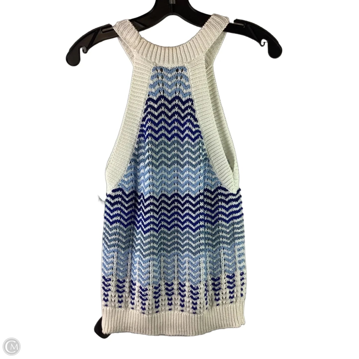 Top Sleeveless By Loft In Blue & White, Size: M