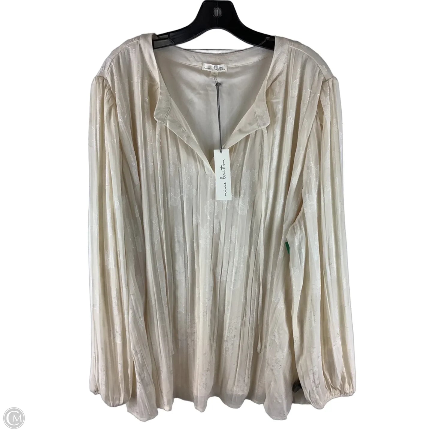Top Long Sleeve By Nine Britton In Cream, Size: 3x